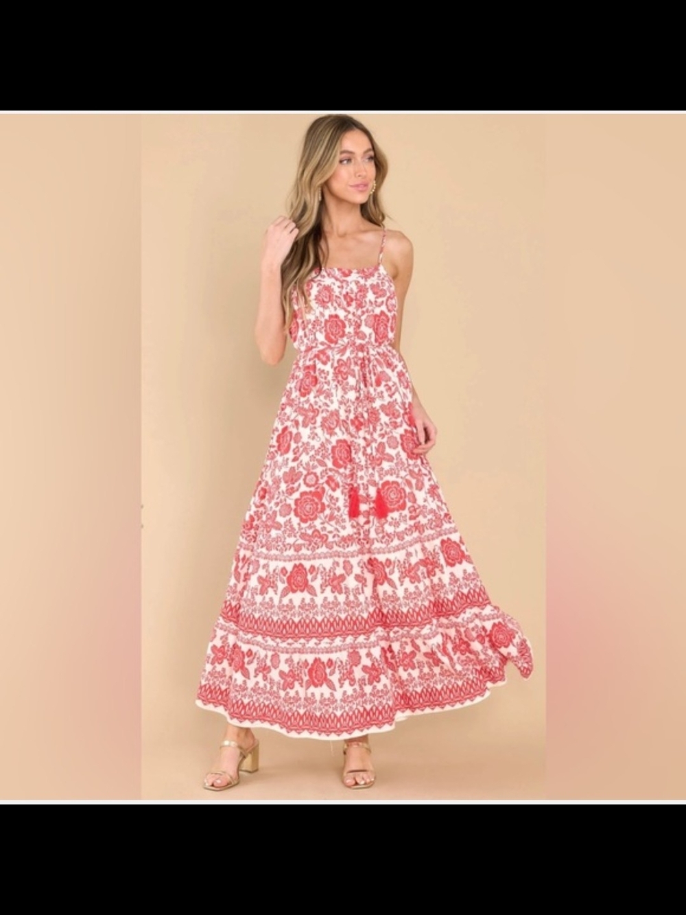 Blu Pepper Red Floral Maxi Dress
